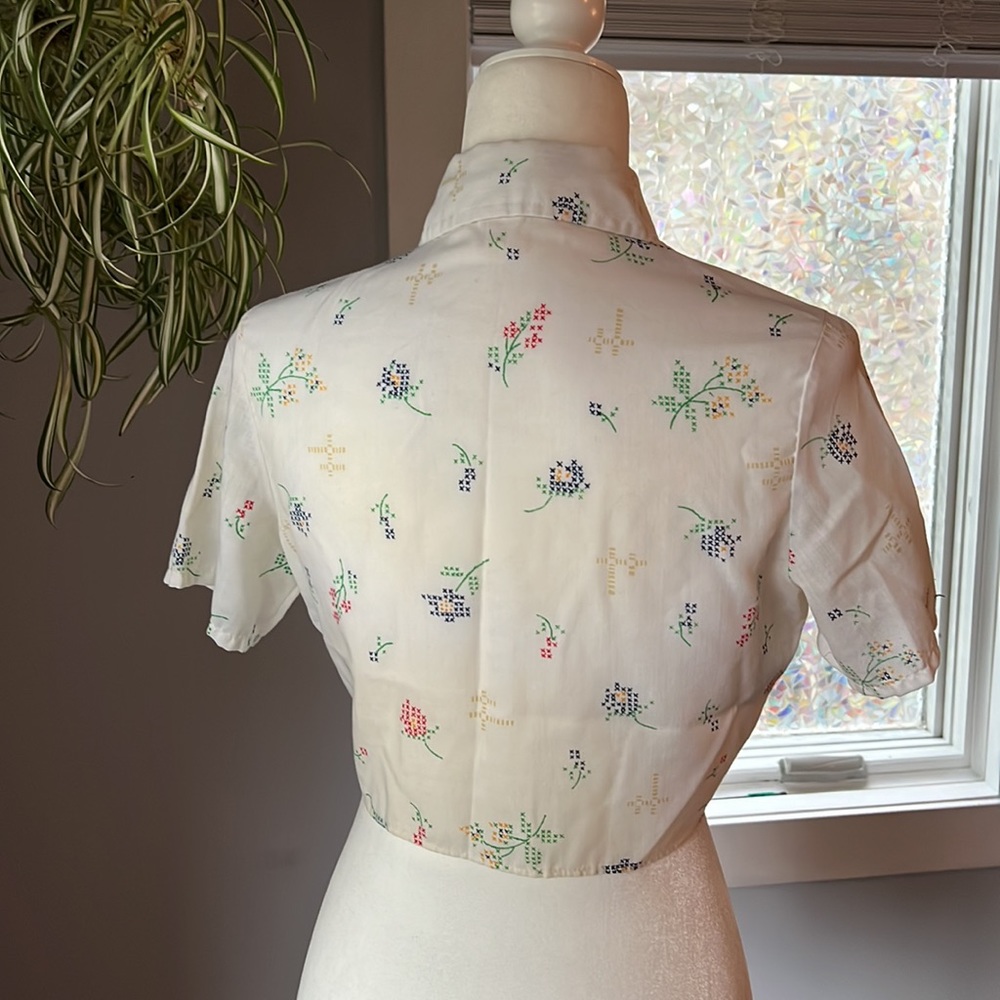 Floral Vintage J.c Penny Button up Crop Top - Picture 4 of 7